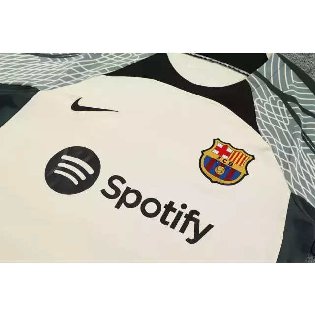 Kit Treino adulto - Camisa e Shorts - Barcelona Nike 23/24 - Bege e verde