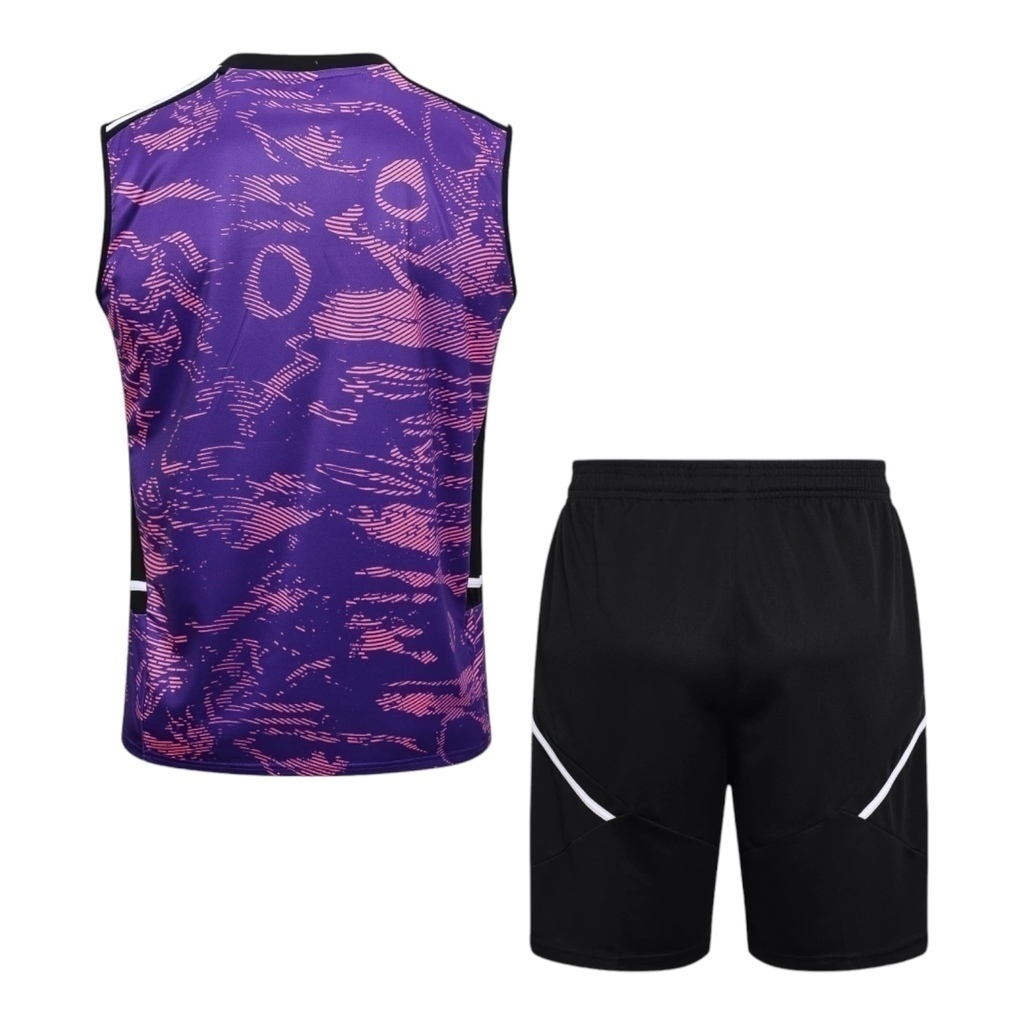 Kit Treino adulto - Camisa e Shorts - Juventus Adidas 23/24 - Roxo e preto