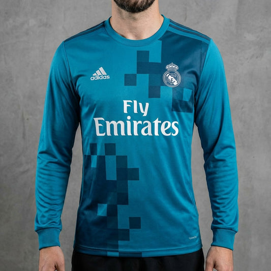 Camisa Real Madrid 2017/18 manga longa com e sem patchs