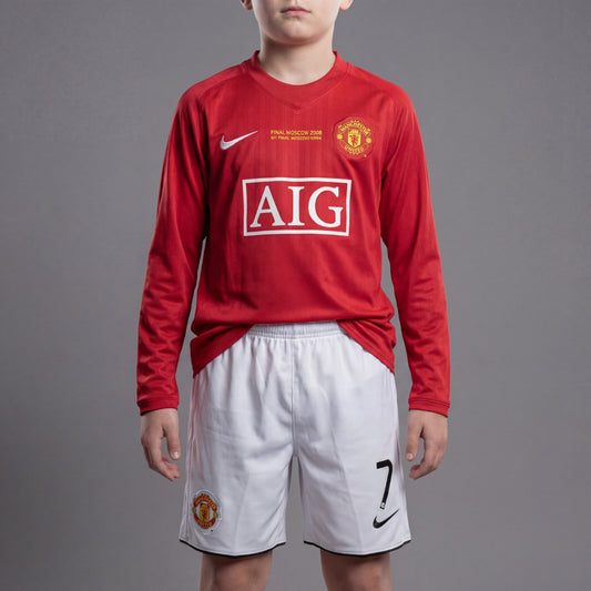 Manchester United kit infantil 08/09 manga longa