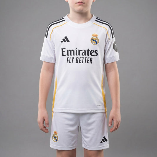 Kit Infantil Real Madrid I 25/26 - Adidas - Branco
