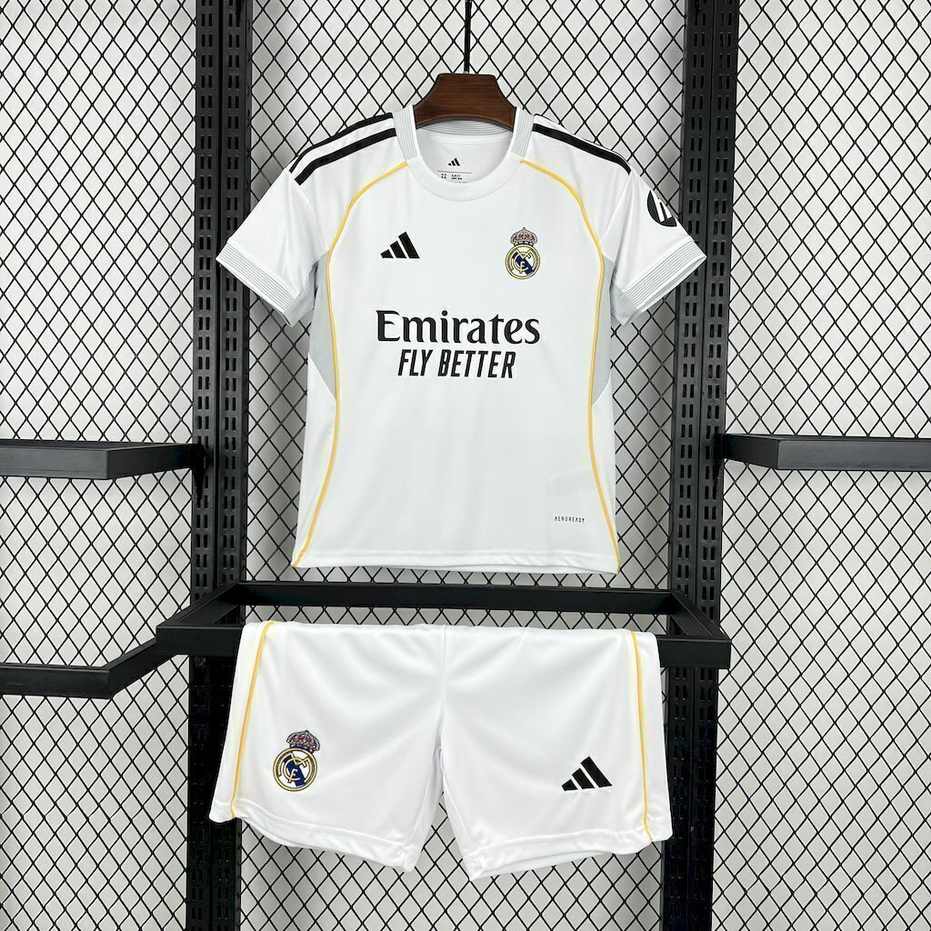 Kit Infantil Real Madrid I 25/26 - Adidas - Branco
