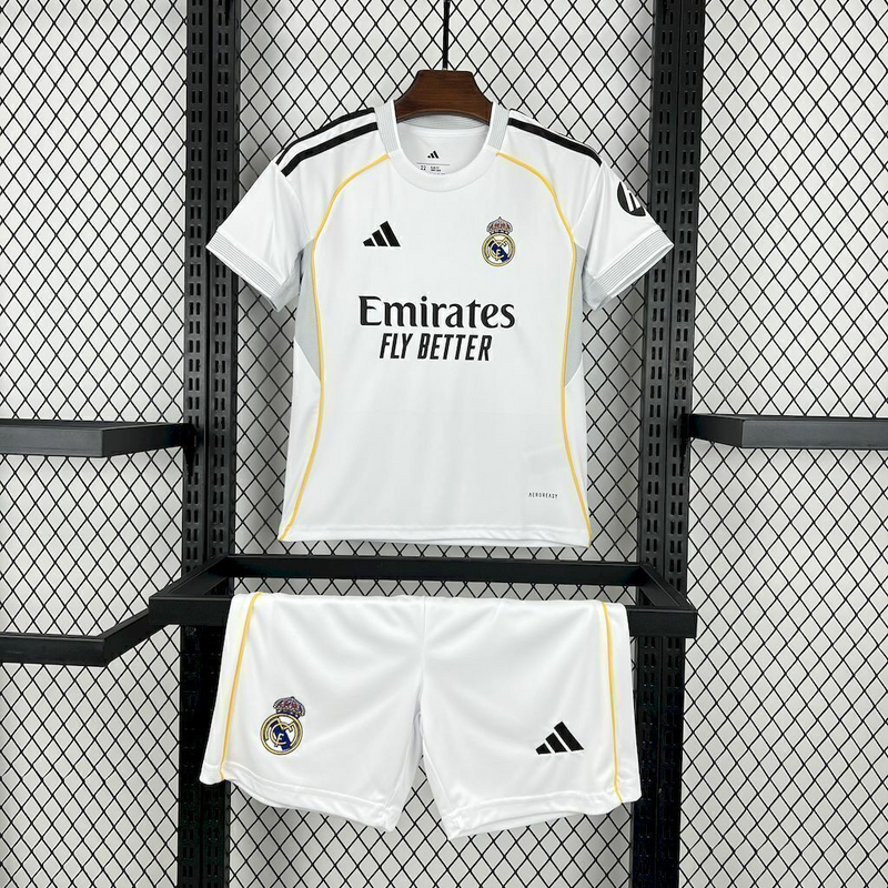 Kit Infantil Real Madrid I 25/26 - Adidas - Branco