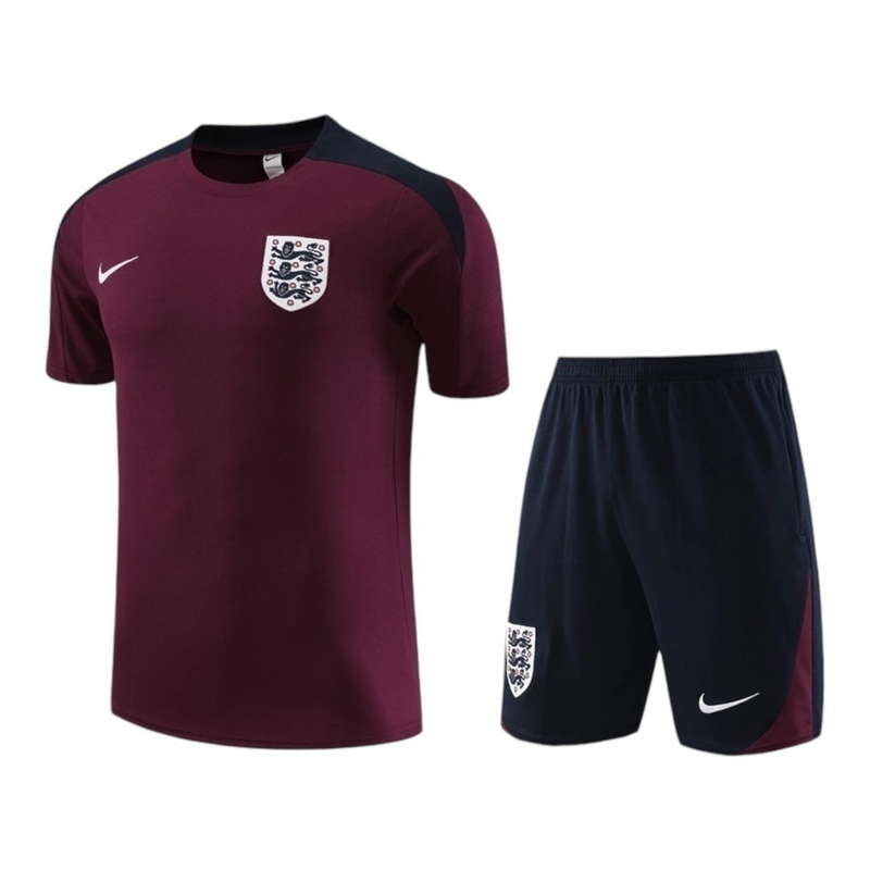 Kit Treino adulto - Camisa e Shorts - Seleção Inglaterra Nike 24/25 - Vinho e azul