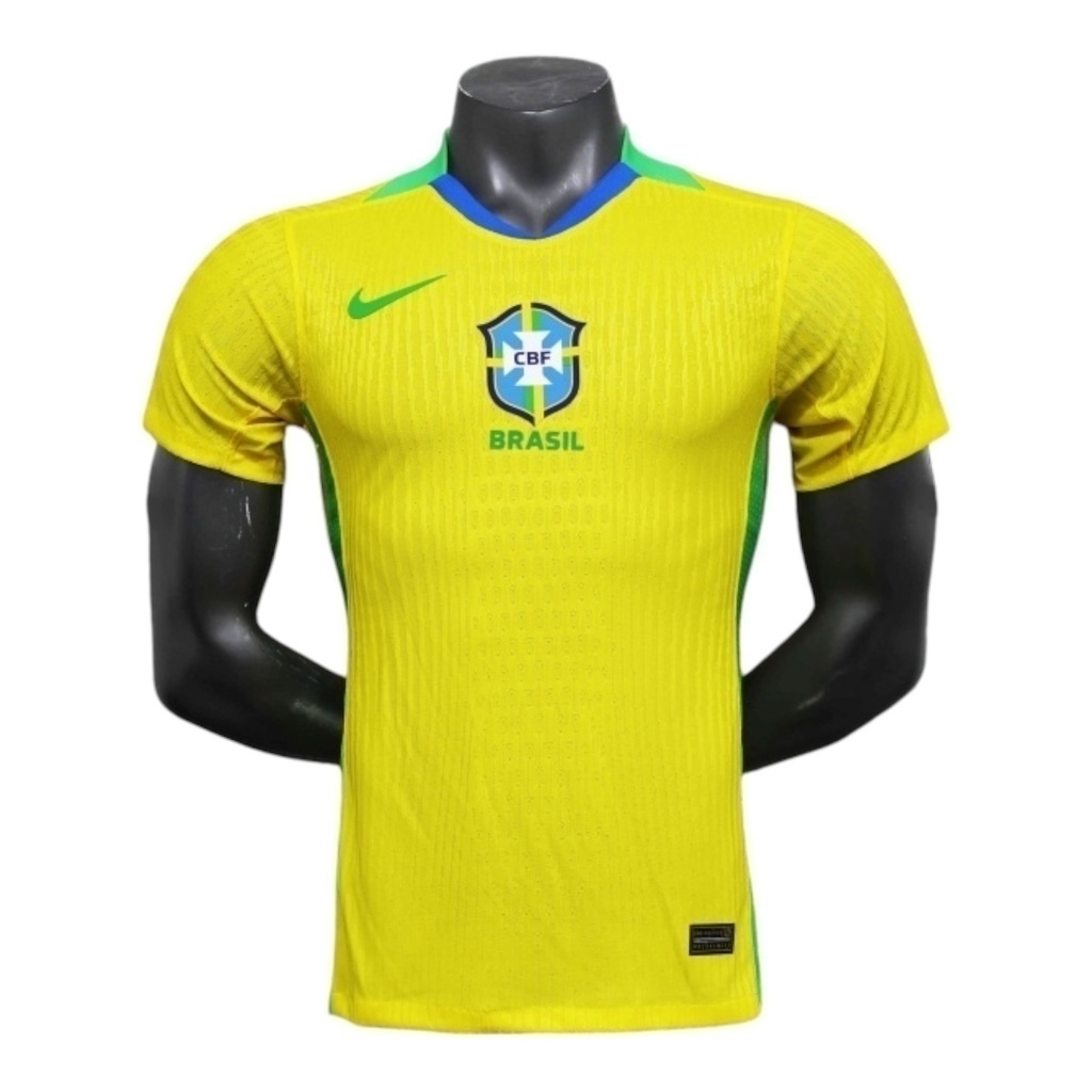 Camisa Seleção Brasileira I 25/26 - Jogador Nike Masculina - Amarela com detalhes em azul e verde