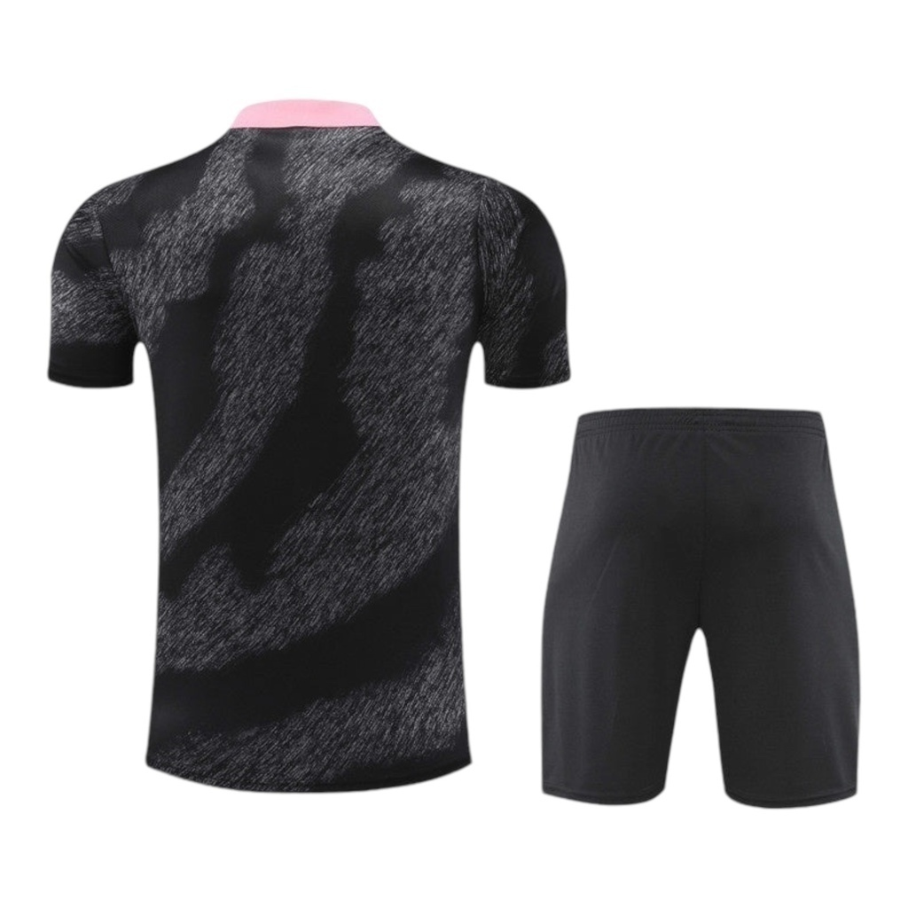 Kit Treino adulto - Camisa e Shorts - Paris Saint-Germain Nike 24/25 - Preto com detalhes em rosa e branco