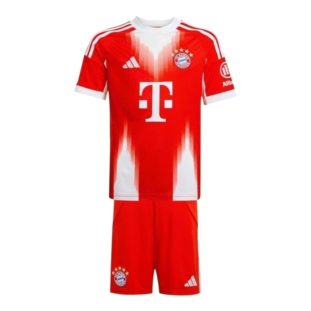 Kit Infantil Bayern de Munique I 25/26 - Adidas - Vermelho com detalhes em branco