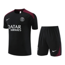 Kit Treino adulto - Camisa e Shorts - Paris Saint-Germain Nike 24/25 - Preto com detalhes em vinho