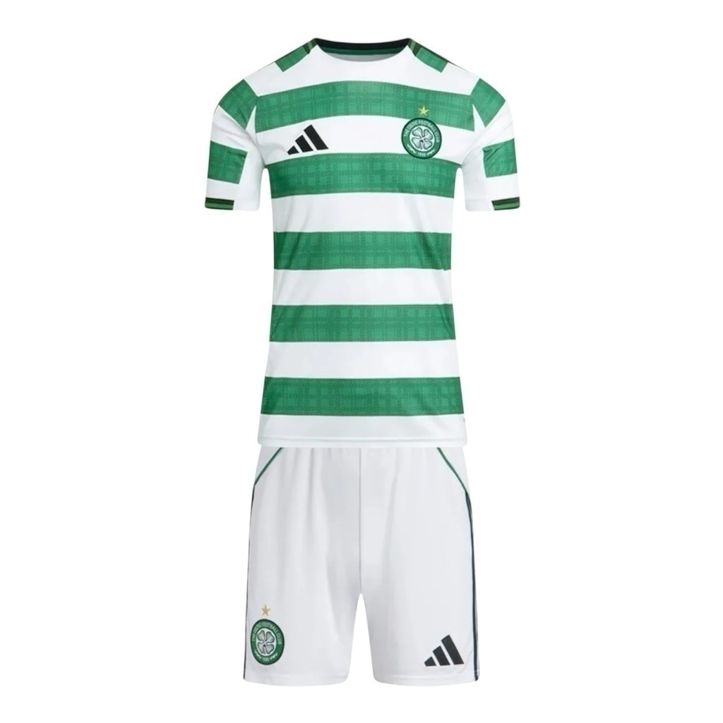 Kit Infantil Celtic I 25/26 - Adidas - Branco e verde