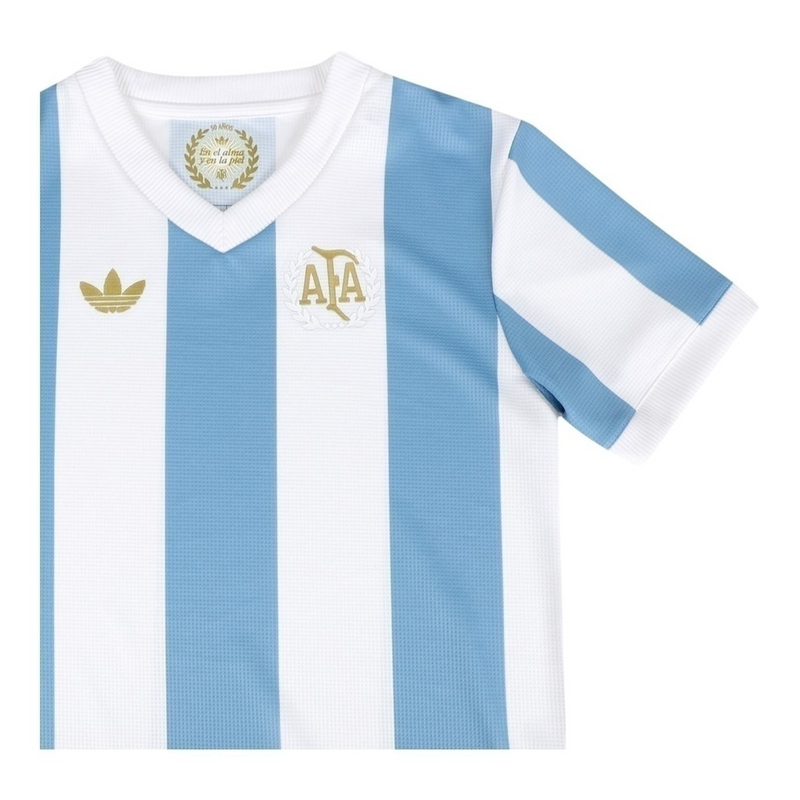 Camisa Seleção Argentina Edição Comemorativa 25/26 - Torcedor Adidas Masculina - Branca com listras em azul