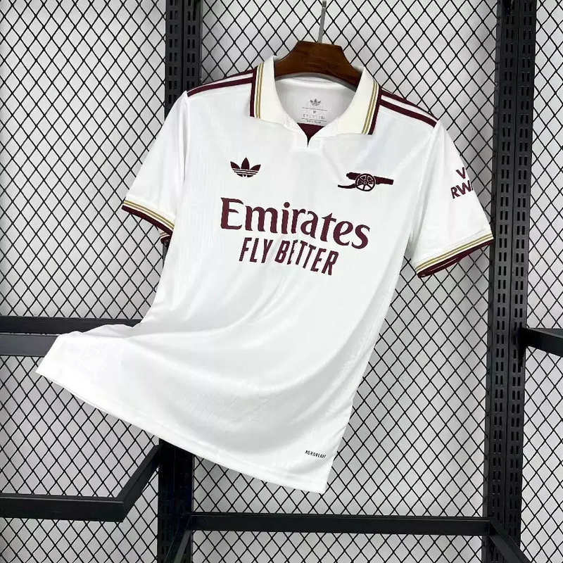 Camisa Arsenal III 25/26 - Torcedor Adidas Masculina - Branca com detalhes em vinho