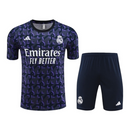 Kit Treino adulto - Camisa e Shorts - Real Madrid Adidas 24/25 - Azul com detalhes em roxo