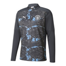 Camisa Manchester City Pré-jogo 25/26 manga longa - Torcedor Puma Masculina - Cinza com detalhes em azul