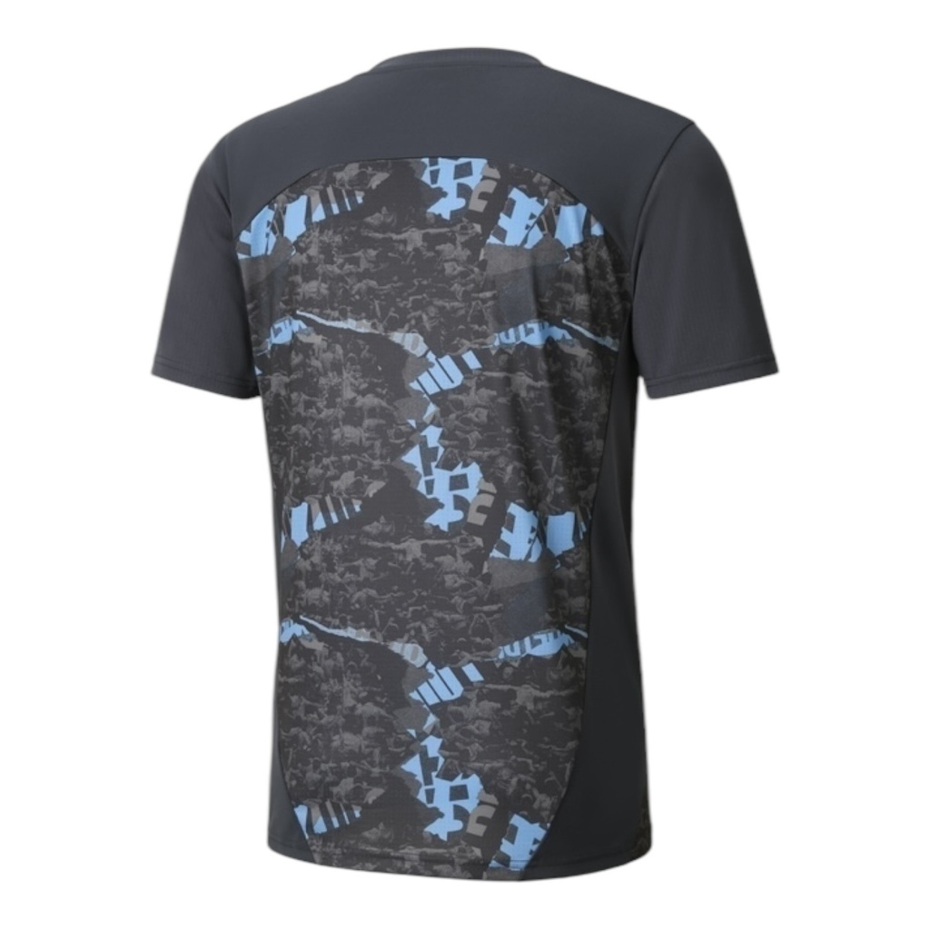 Camisa Manchester City Pré-jogo 25/26 - Torcedor Puma Masculina - Cinza com detalhes em azul