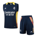 Kit Treino adulto - Camisa e Shorts - Real Madrid Adidas 24/25 - Azul com detalhes em laranja e amarelo