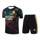 Kit Treino adulto - Camisa e Shorts - Real Madrid Adidas 24/25 - Preto com desenho de Dragão colorido