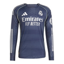 Camisa Real Madrid II 25/26 manga longa - Torcedor Adidas Masculina - Azul com detalhes em amarelo