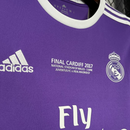 Camisa Real Madrid 2016/17 roxa retrô, manga longa, com ou sem patch