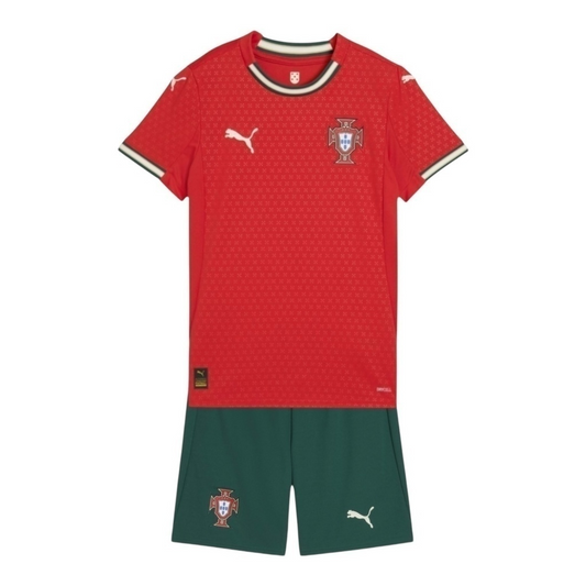 Kit Infantil Seleção Portugal I 25/26 - Puma - Vermelho e verde