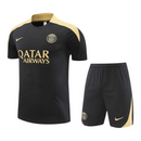Kit Treino adulto - Camisa e Shorts - Paris Saint-Germain Nike 24/25 - Preto com detalhes em dourado