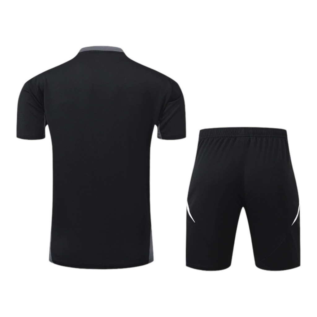 Kit Treino adulto - Camisa e Shorts - Manchester United Adidas 24/25 - Preto com detalhes em cinza e branco