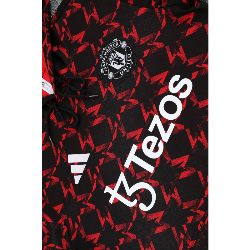 Conjunto Manchester United Treino 25/26 - Masculino Adidas - Preto com detalhes em vermelho