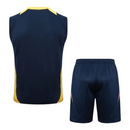Kit Treino adulto - Camisa e Shorts - Real Madrid Adidas 24/25 - Azul com detalhes em laranja e amarelo