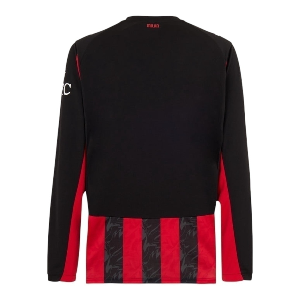 Camisa AC Milan I 25/26 manga longa - Torcedor Puma Masculina - Preta e vermelha com detalhes em cinza