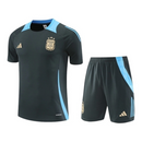 Kit Treino adulto - Camisa e Shorts - Seleção Argentina Adidas 24/25 - Cinza com detalhes em azul