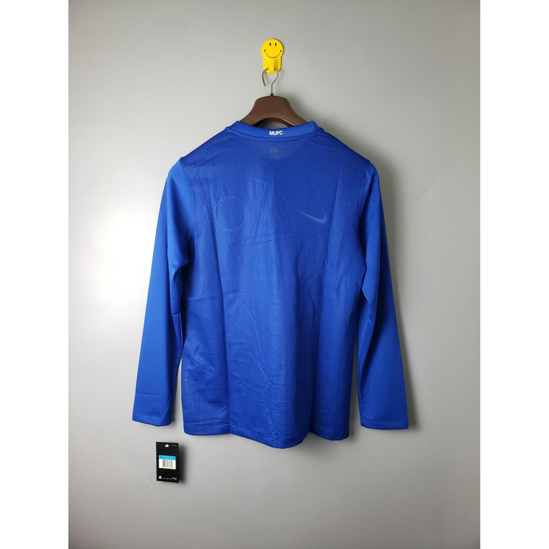 Manchester united 2007/08 retrô, manga longa - Azul