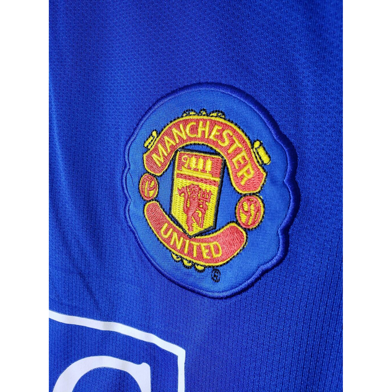 Manchester united 2007/08 retrô, manga longa - Azul