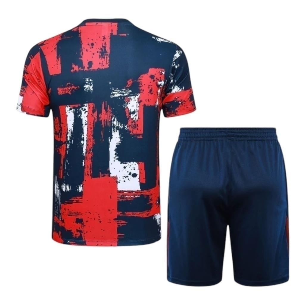 Kit Treino adulto - Camisa e Shorts - Paris Saint-Germain Nike 24/25 - Azul com detalhes em vermelho e branco