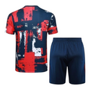 Kit Treino adulto - Camisa e Shorts - Paris Saint-Germain Nike 24/25 - Azul com detalhes em vermelho e branco