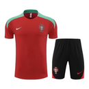 Kit Treino adulto - Camisa e Shorts - Seleção Portugal Nike 24/25 - Vermelho e preto com detalhes em verde