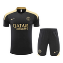 Kit Treino adulto - Camisa e Shorts - Paris Saint-Germain Nike 24/25 - Preto com detalhes em dourado