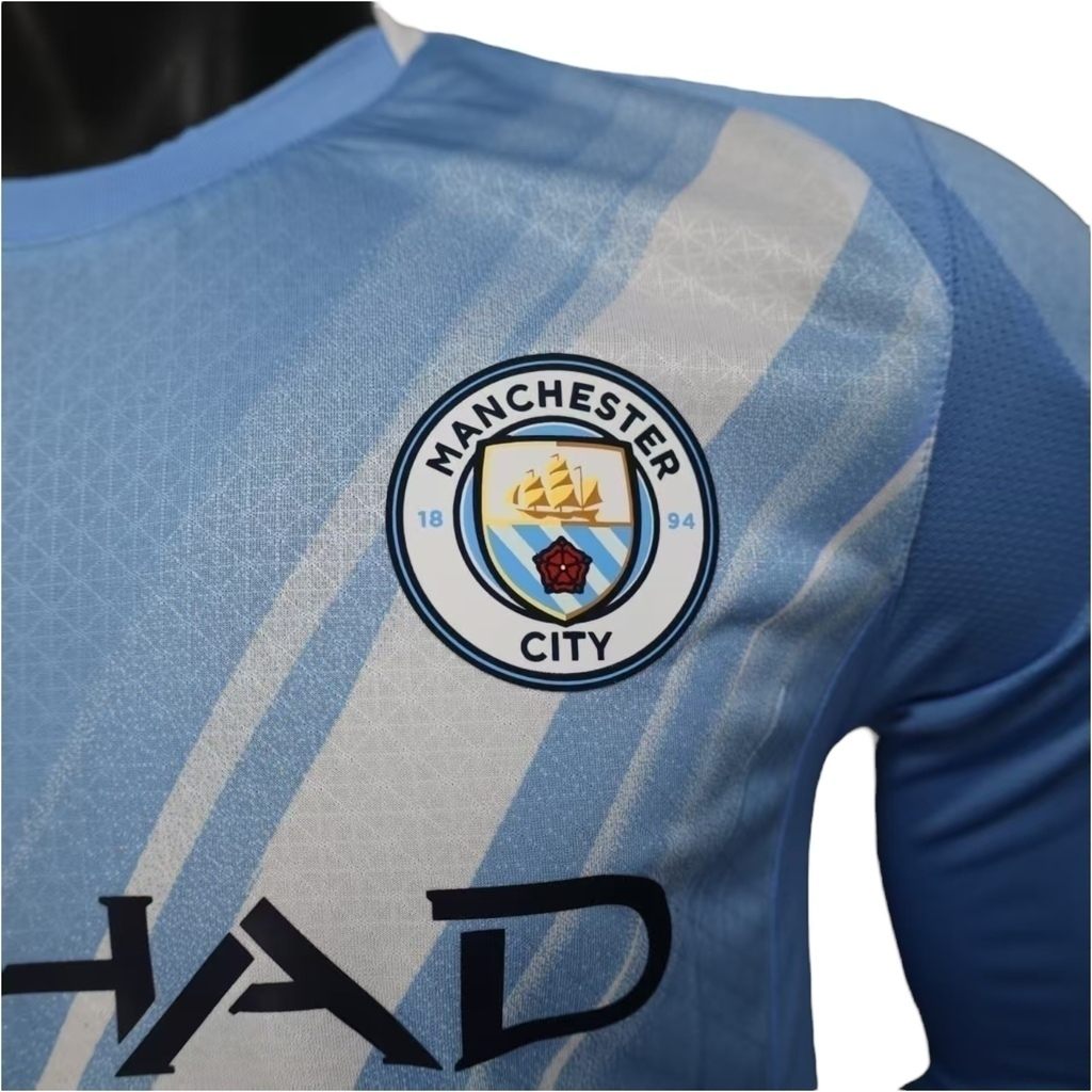 Camisa Manchester City I 25/26 manga longa - Jogador Puma Masculina - Azul com detalhes em branco