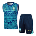 Kit Treino adulto - Camisa e Shorts - Seleção Brasileira Nike 24/25 - Azul com detalhes em verde