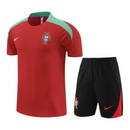 Kit Treino adulto - Camisa e Shorts - Seleção Portugal Nike 24/25 - Vermelho e preto com detalhes em verde