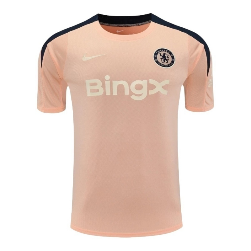 Camisa Chelsea Treino 25/26 - Torcedor Nike Masculina - Salmão com detalhes em azul
