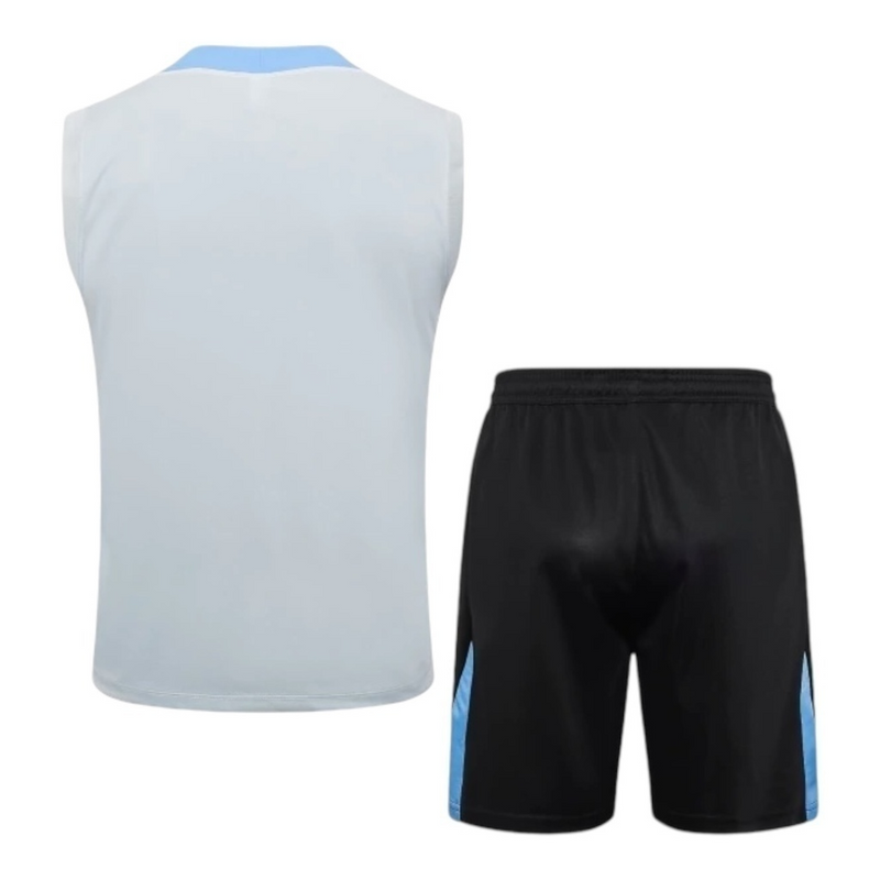 Kit Treino adulto - Camisa e Shorts - Tottenham Nike 24/25 - Cinza e preto com detalhes em azul