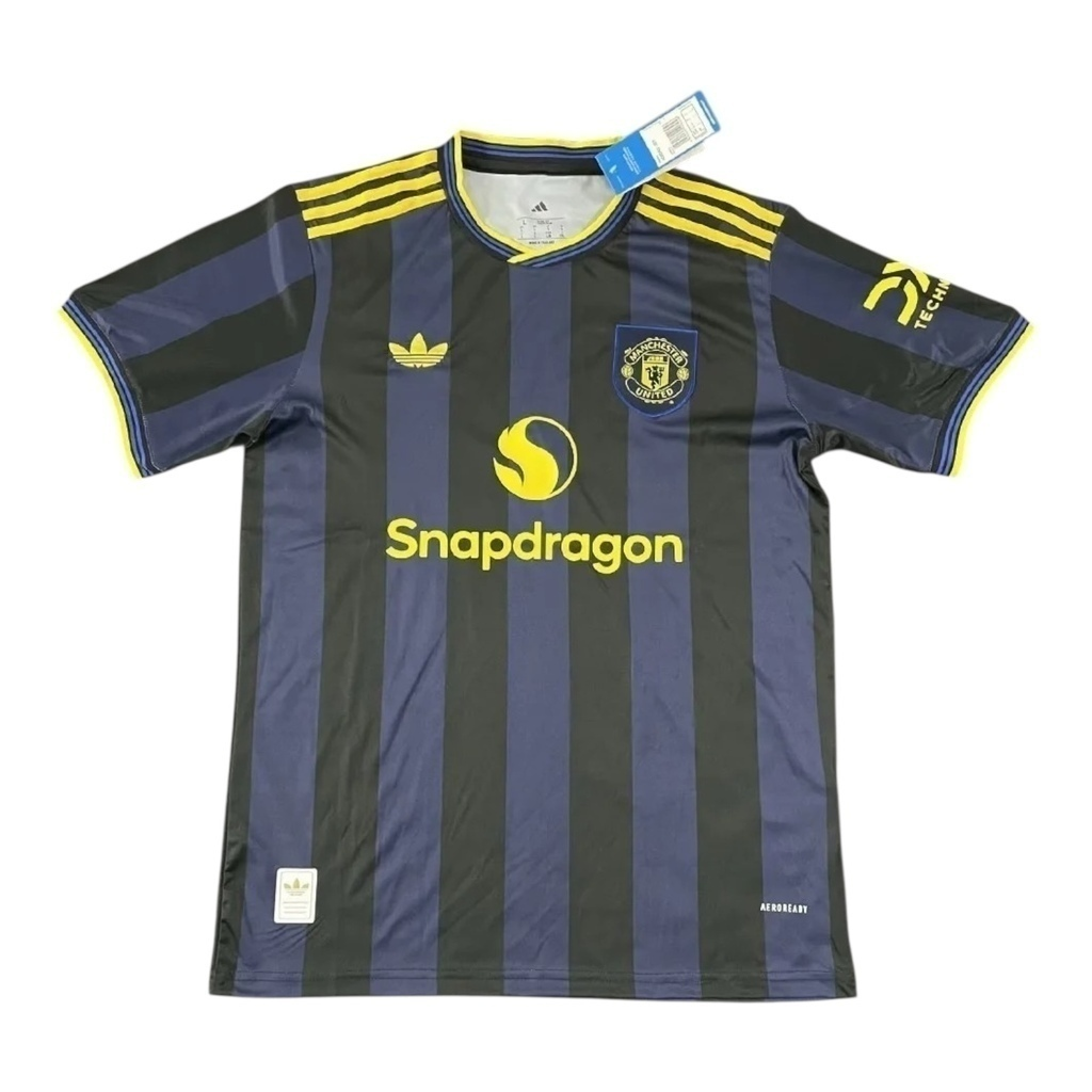 Camisa Manchester United III 25/26 - Torcedor Adidas Masculina - Preta e azul com detalhes em amarelo