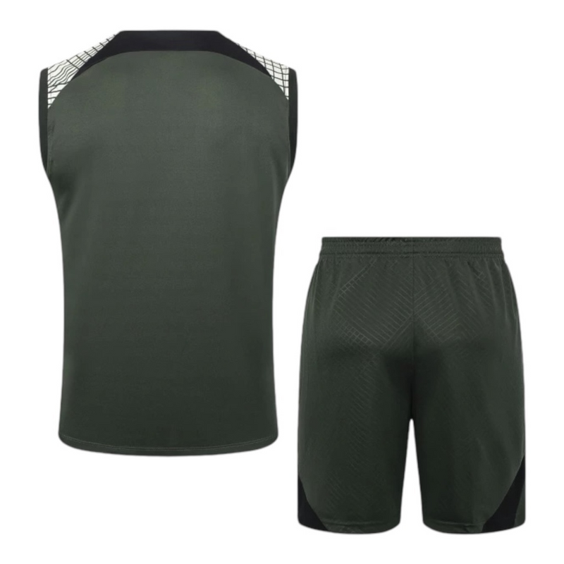 Kit Treino adulto - Camisa e Shorts - Barcelona Nike 23/24 - Verde com detalhes em branco