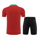Kit Treino adulto - Camisa e Shorts - Seleção Portugal Nike 24/25 - Vermelho e preto com detalhes em verde