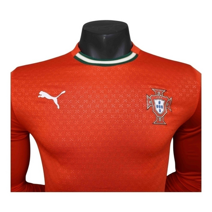 Camisa Seleção Portugal I 25/26 manga longa - Jogador Puma Masculina - Vermelha