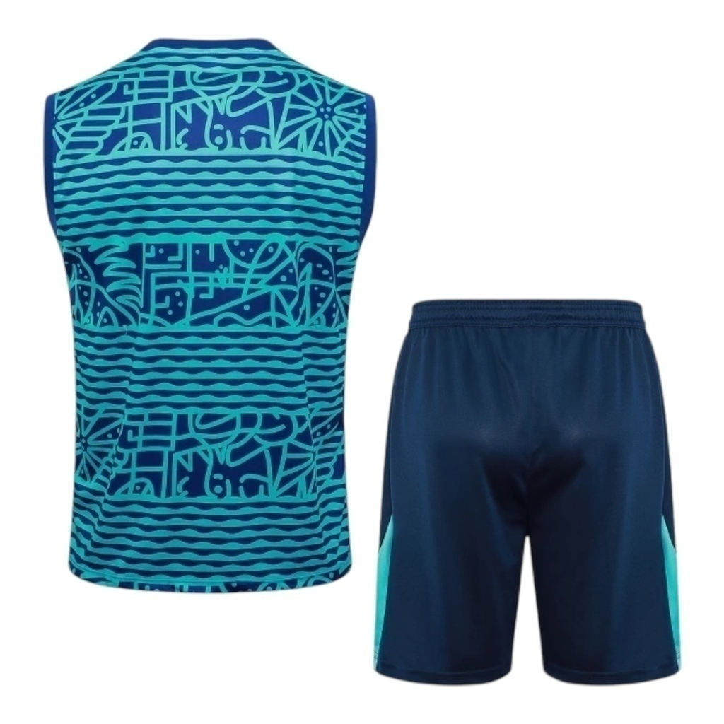 Kit Treino adulto - Camisa e Shorts - Seleção Brasileira Nike 24/25 - Azul com detalhes em verde