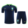 Kit Treino adulto - Camisa e Shorts - Seleção Brasileira Nike 24/25 - Azul com detalhes em verde