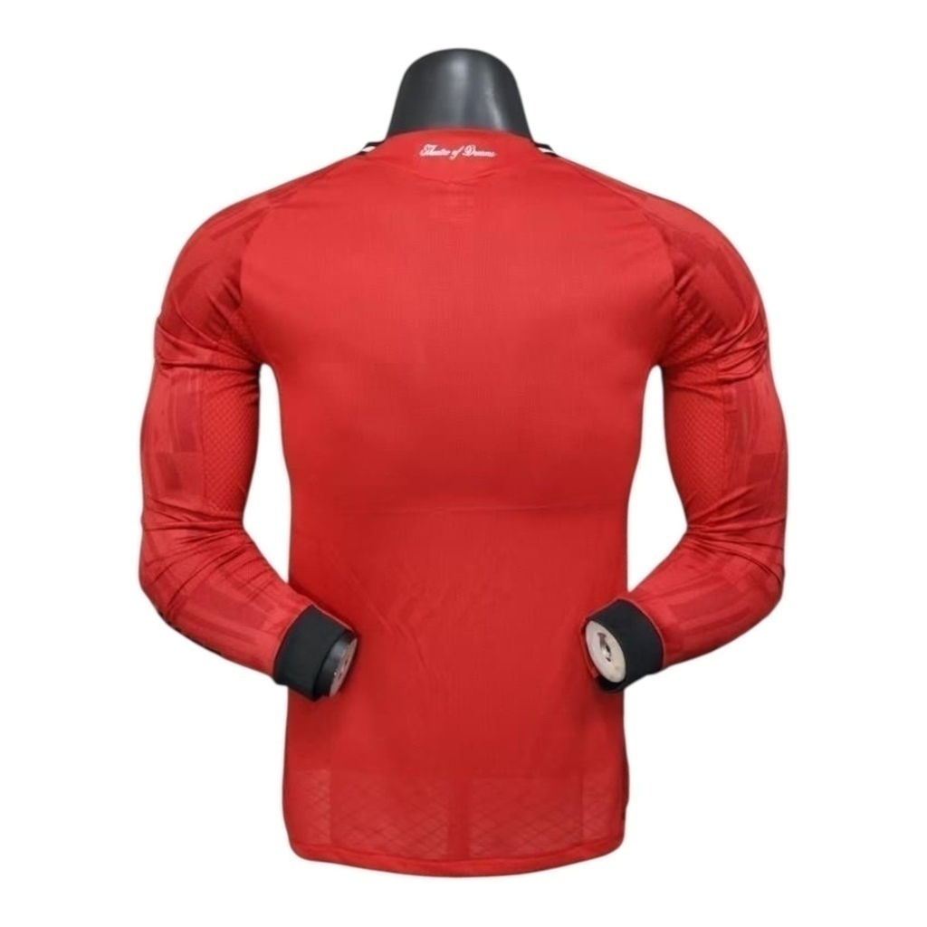 Camisa Manchester United I 25/26 manga longa - Jogador Adidas Masculina - Vermelha com detalhes em preto