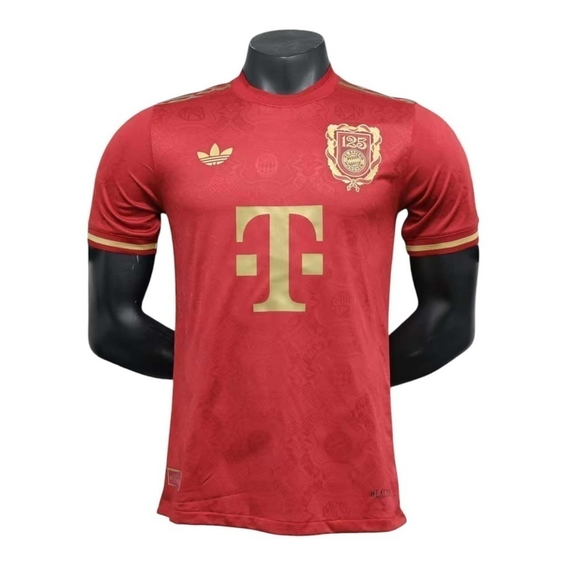 Camisa Bayern de Munique Edição especial Aniversário de 125 anos 25/26 - Jogador Adidas Masculina - Vinho com detalhes em dourado