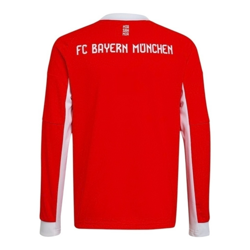 Camisa Bayern de Munique I 25/26 manga longa - Torcedor Adidas Masculina - Vermelha com detalhes em branco