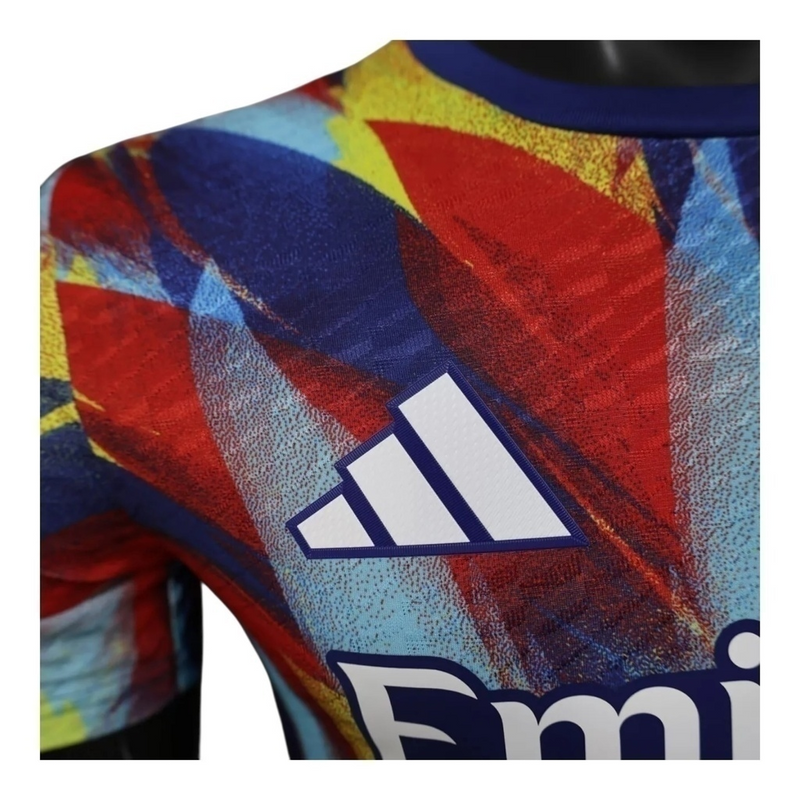 Camisa Arsenal Pré-jogo 25/26 - Jogador Adidas Masculina - Azul e vermelha e amarela